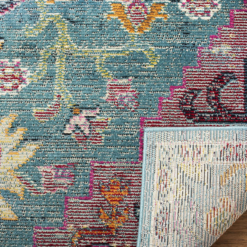 SAFAVIEH Crystal Collection Runner Rug - 2'2' x 11', Teal & Rose, Medallion Distressed Design, Non-Shedding & Easy Care, Ideal for High Traffic Areas in Living Room, Bedroom (CRS501T)