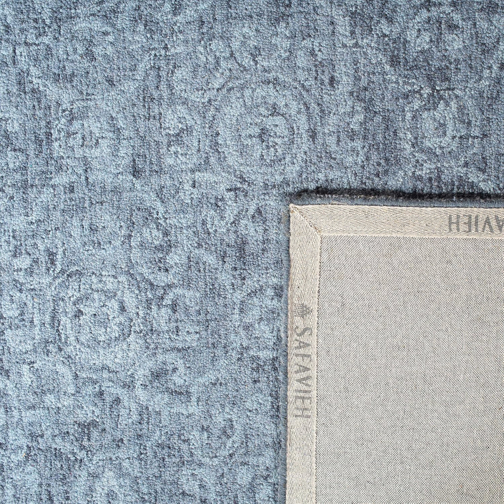 SAFAVIEH Abstract Collection Area Rug - 6' Square, Blue, Handmade Wool, Ideal for High Traffic Areas in Living Room, Bedroom (ABT207A)