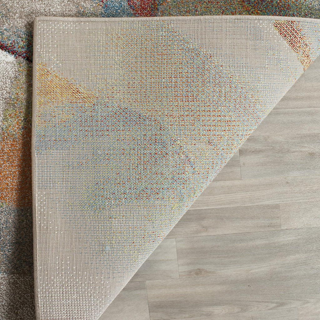 SAFAVIEH Porcello Collection Area Rug - 6'7' Square, Grey & Multi, Modern Abstract Design, Non-Shedding & Easy Care, Ideal for High Traffic Areas in Living Room, Bedroom (PRL6937B)