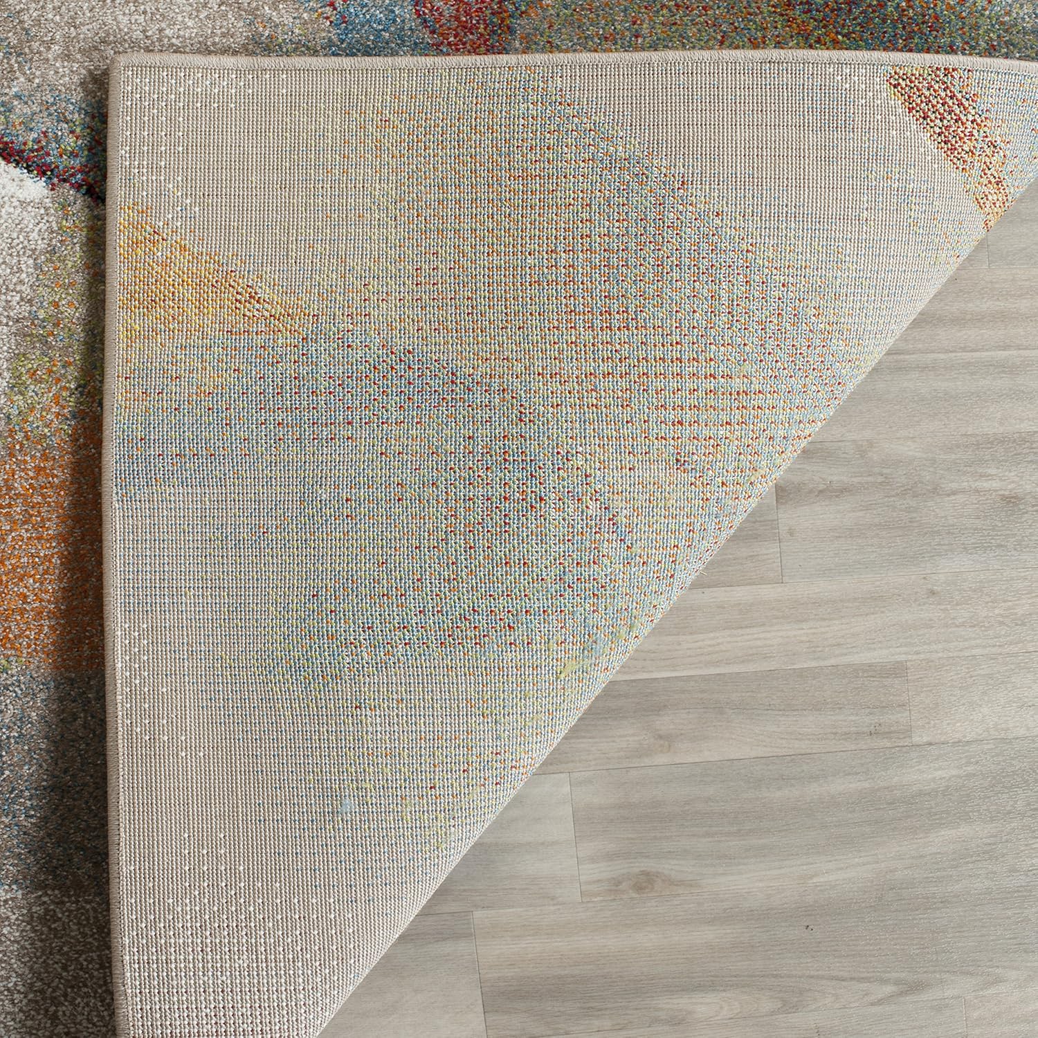 SAFAVIEH Porcello Collection Area Rug - 6'7' Square, Grey & Multi, Modern Abstract Design, Non-Shedding & Easy Care, Ideal for High Traffic Areas in Living Room, Bedroom (PRL6937B)