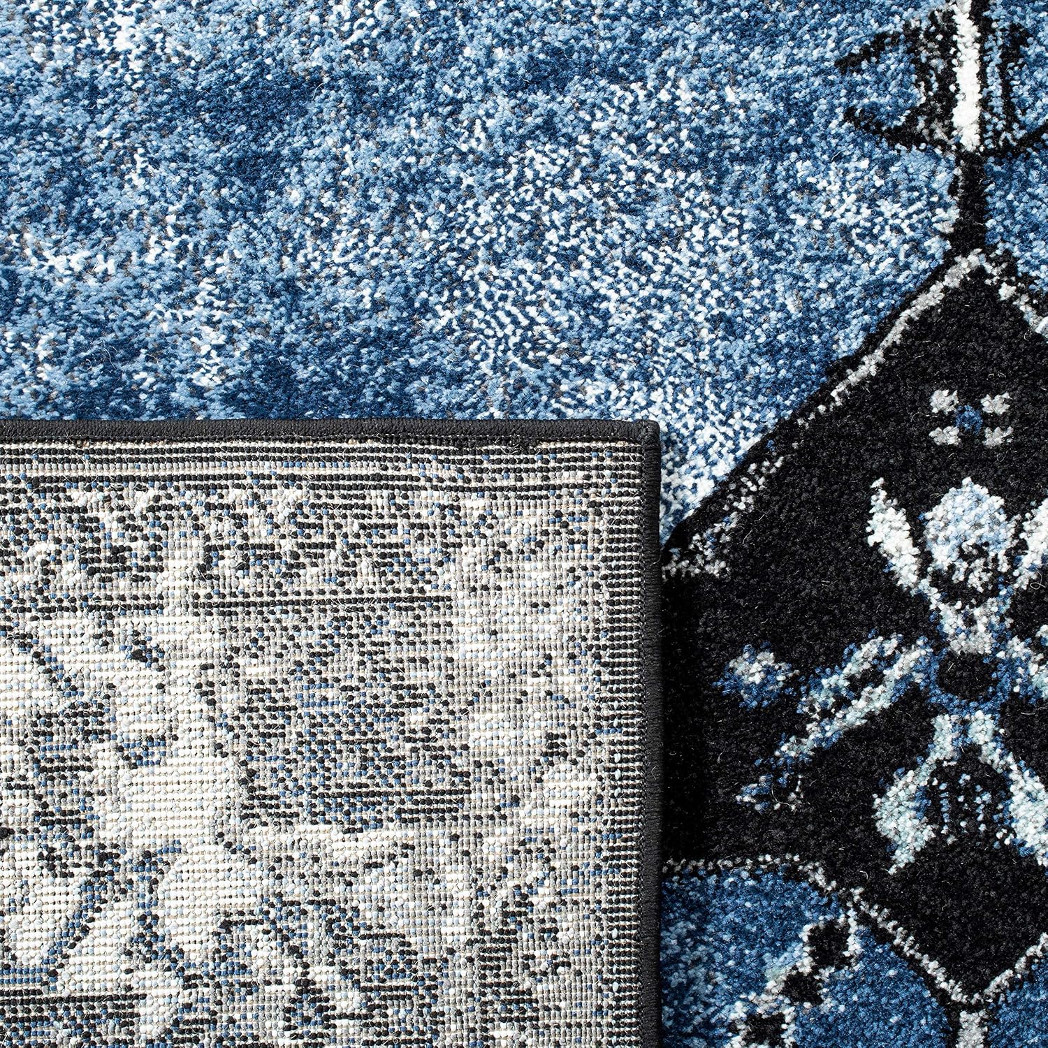 SAFAVIEH Vintage Hamadan Collection Area Rug - 9' x 12', Blue & Grey, Oriental Traditional Persian Design, Non-Shedding & Easy Care, Ideal for High Traffic Areas in Living Room, Bedroom (VTH217M)