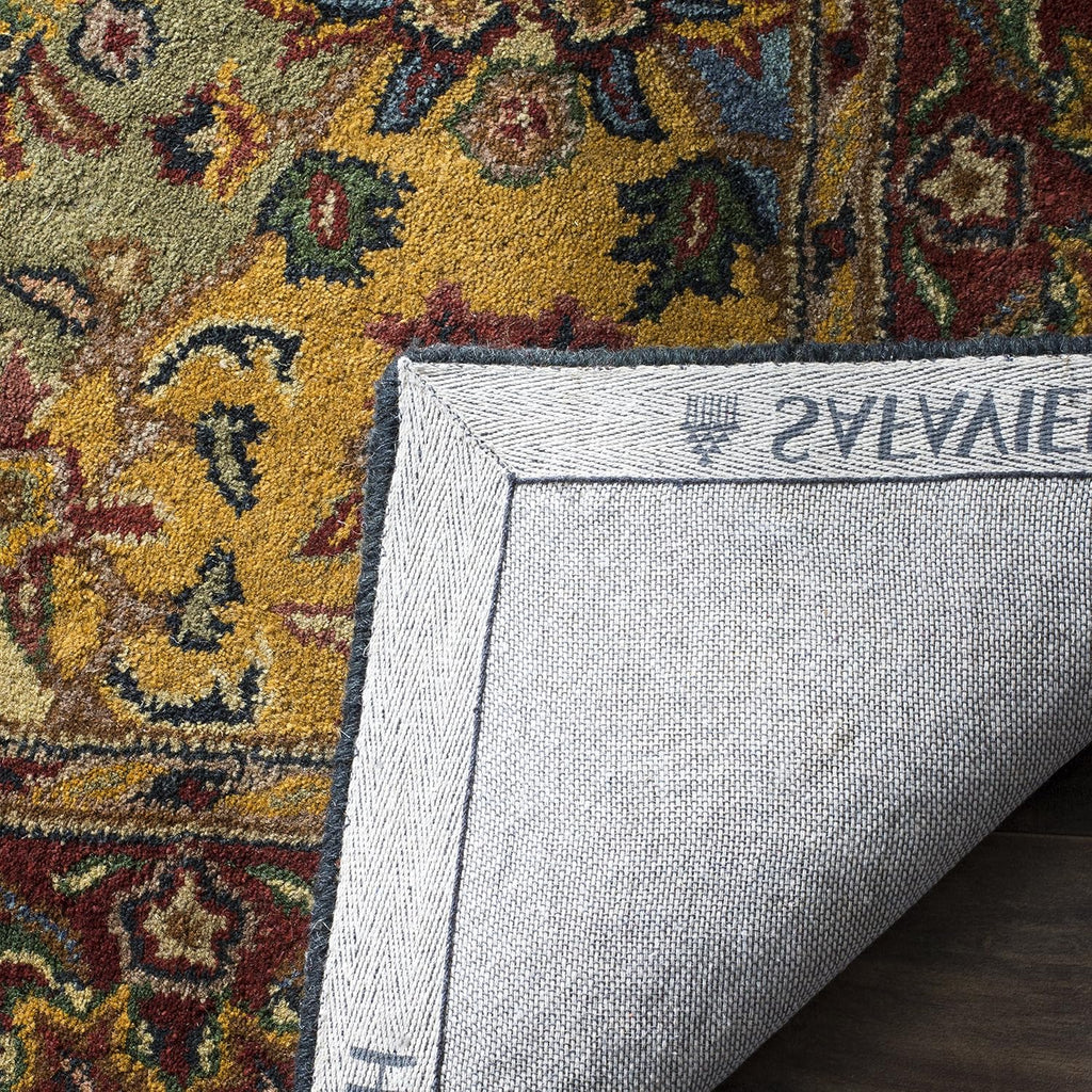 SAFAVIEH Heritage Collection Area Rug - 6' Square, Multi & Burgundy, Handmade Traditional Oriental Wool, Ideal for High Traffic Areas in Living Room, Bedroom (HG911A)
