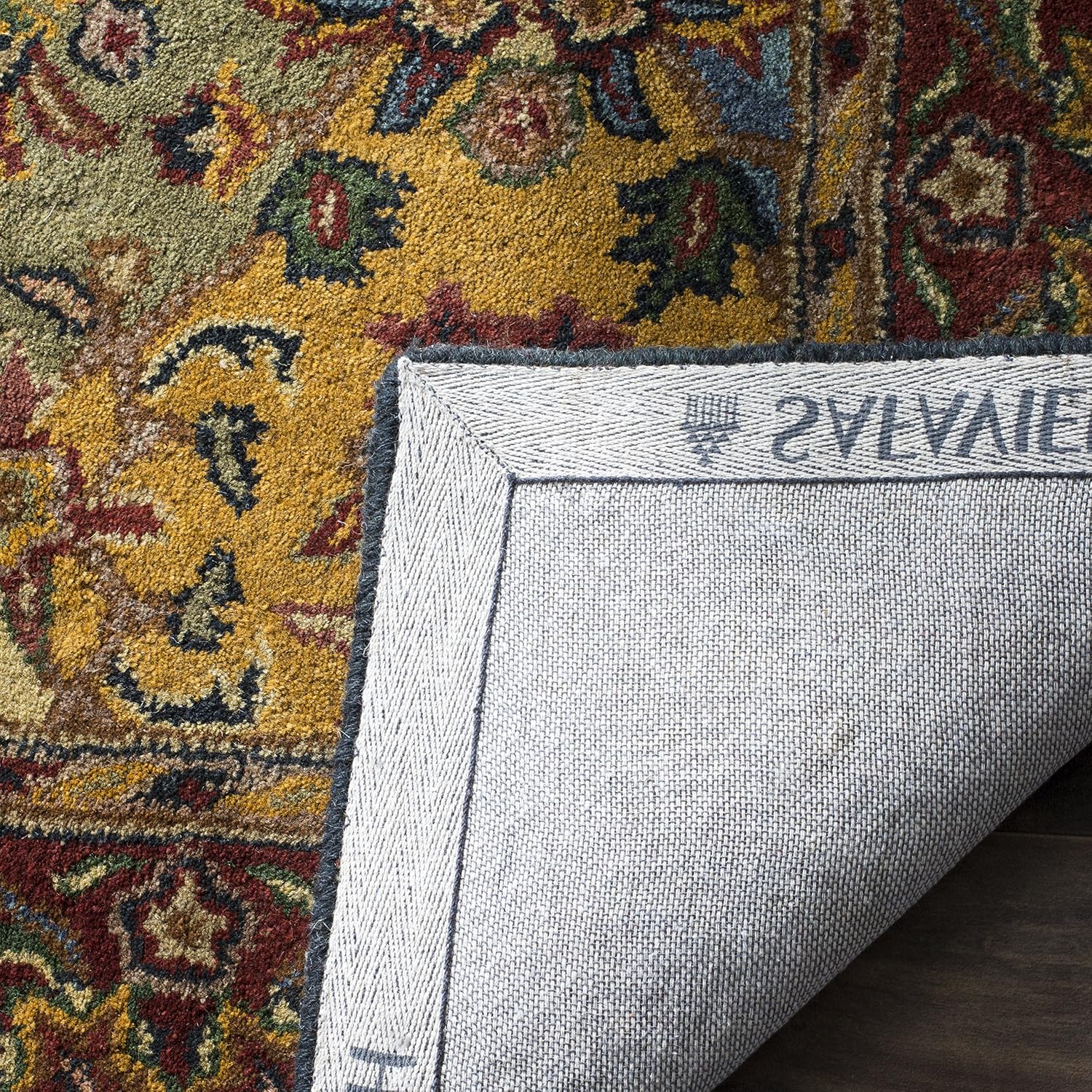 SAFAVIEH Heritage Collection Area Rug - 6' Square, Multi & Burgundy, Handmade Traditional Oriental Wool, Ideal for High Traffic Areas in Living Room, Bedroom (HG911A)