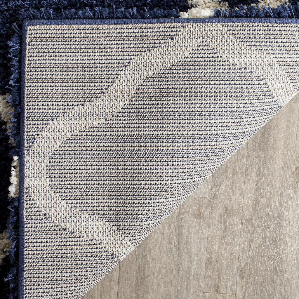 SAFAVIEH Hudson Shag Collection Area Rug - 9' x 12', Navy & Ivory, Moroccan Trellis Design, Non-Shedding & Easy Care, 2-inch Thick Ideal for High Traffic Areas in Living Room, Bedroom (SGH283C)