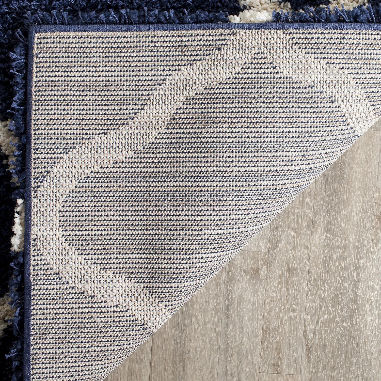 SAFAVIEH Hudson Shag Collection Area Rug - 9' x 12', Navy & Ivory, Moroccan Trellis Design, Non-Shedding & Easy Care, 2-inch Thick Ideal for High Traffic Areas in Living Room, Bedroom (SGH283C)