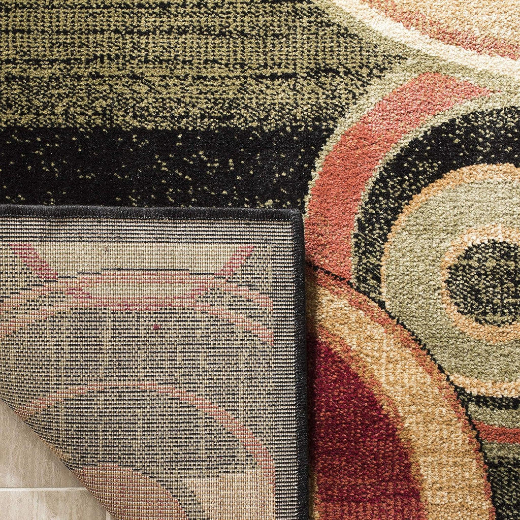 SAFAVIEH Lyndhurst Collection Area Rug - 7' Square, Black & Multi, Mid-Century Modern Design, Non-Shedding & Easy Care, Ideal for High Traffic Areas in Living Room, Bedroom (LNH225B)