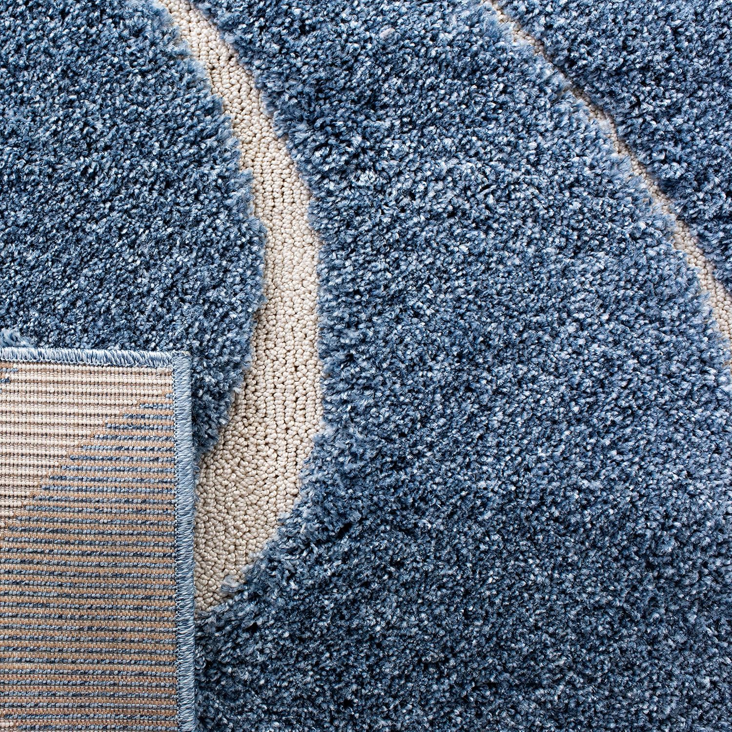 SAFAVIEH Florida Shag Collection Runner Rug - 2'3' x 15', Light Blue & Cream, Non-Shedding, 1.2-inch Thick, Ideal for Living Room, Hallway, Foyer, Bedroom (SG471-6011-215)