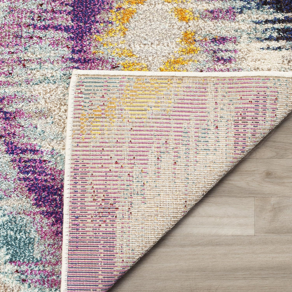 SAFAVIEH Monaco Collection Area Rug - 9' x 12', Multi, Ogee Trellis Watercolor Distressed Design, Non-Shedding & Easy Care, Ideal for High Traffic Areas in Living Room, Bedroom (MNC242F)